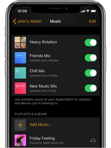 sync music to Apple Watch