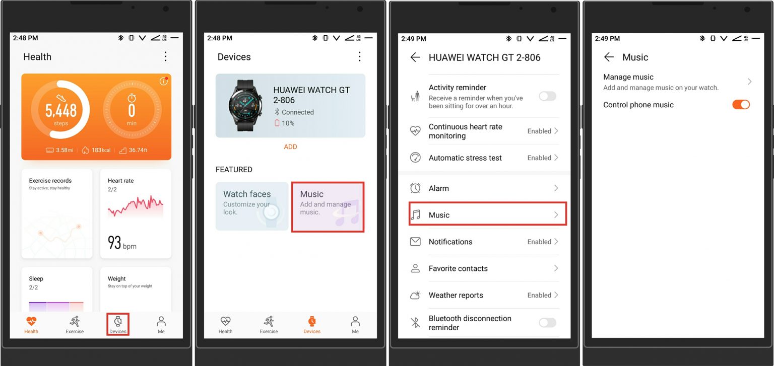 huawei gt 2 spotify
