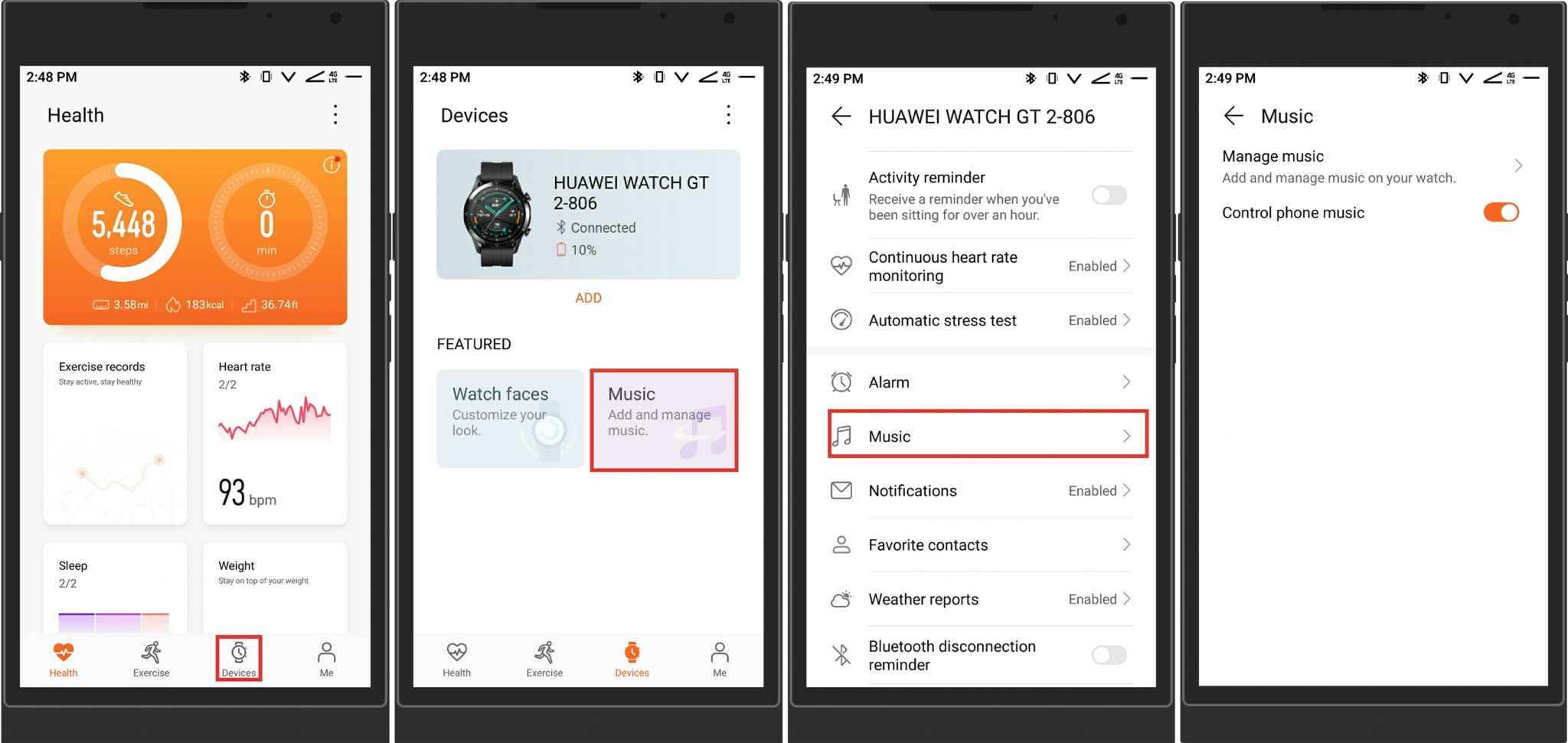 how to add music to huawei watch from iphone