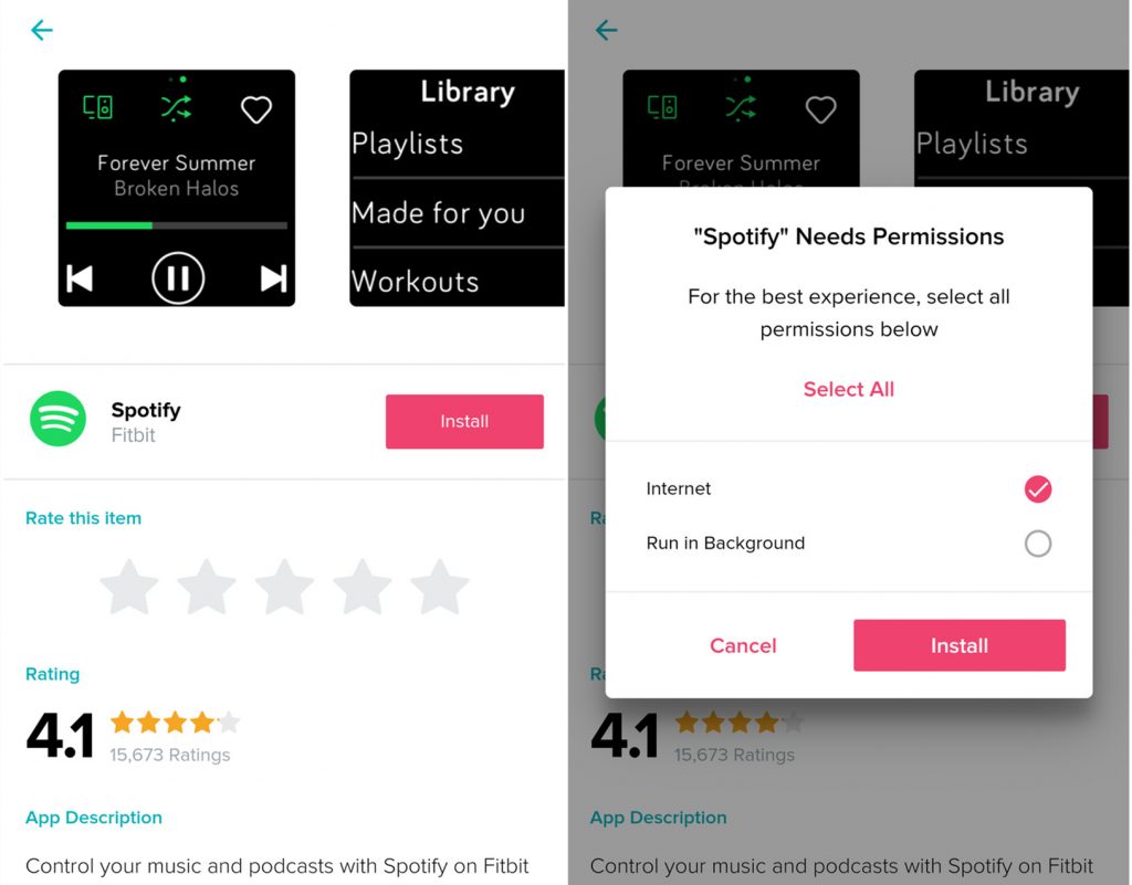 how to install spotify on fitbit versa