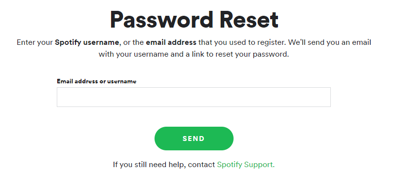 spotify password reset