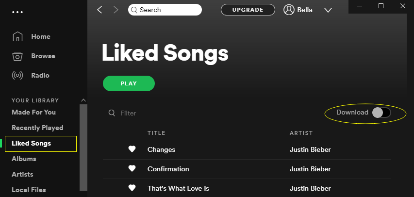 spotify pc how to download songs
