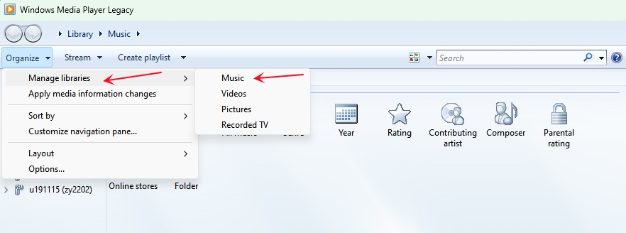 interface of windows media player