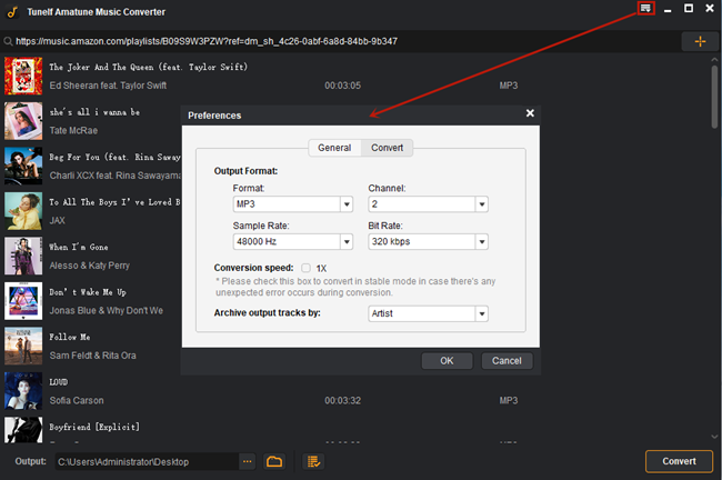 set audio format