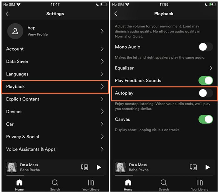 apagar autoplay de spotify en movil