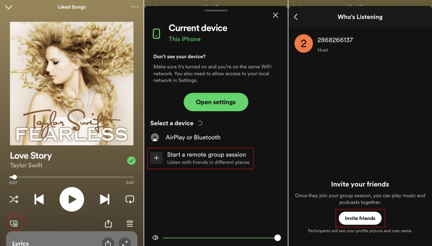 activar sesion de grupo en spotify