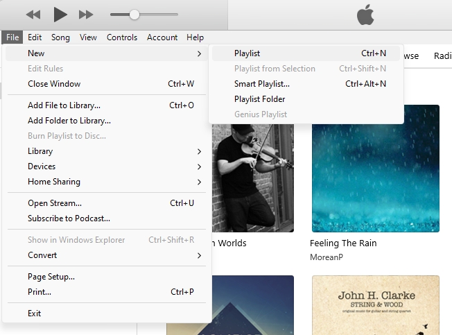 crear nueva playlist en itunes