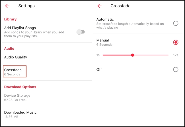 open apple music crossfade on android