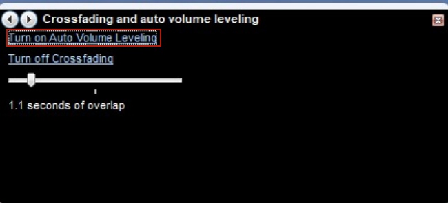 turn on crossfade on windows media player