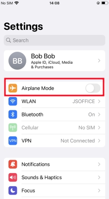 check airplane mode on iphone
