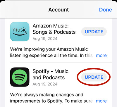 actualizar spotify en iphone